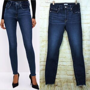 Good American Good Legs Skinny Jeans Womens 6 28 Blue866 Raw Hem Stretch